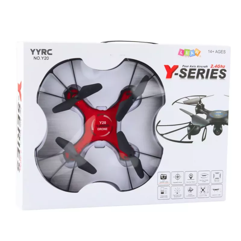 LEAN TOYS Dron teledirigido UFO Y20 con luces rotación 360° rojo