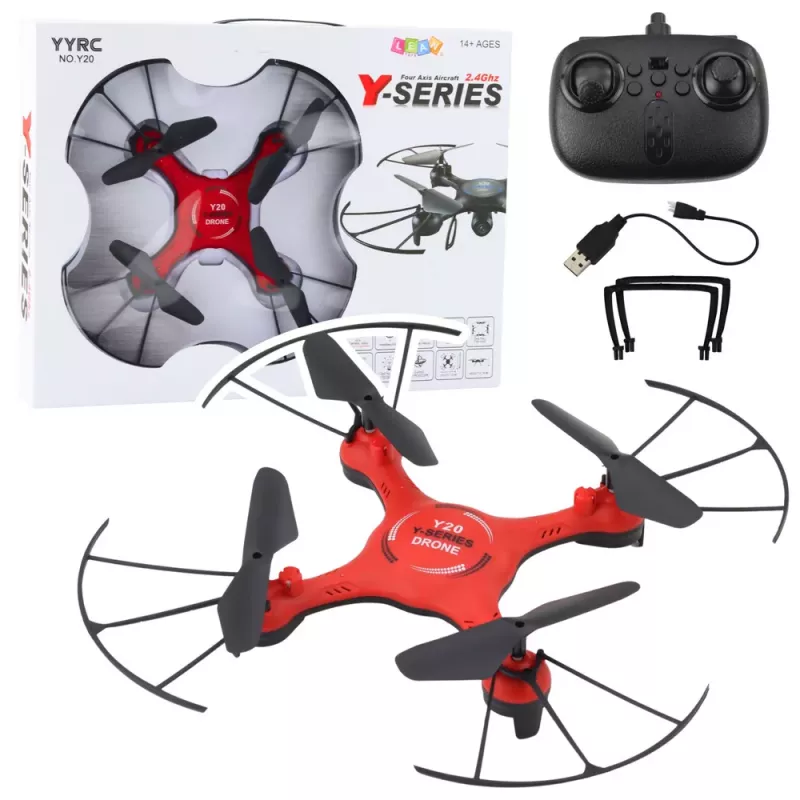 LEAN TOYS Dron teledirigido UFO Y20 con luces rotación 360° rojo