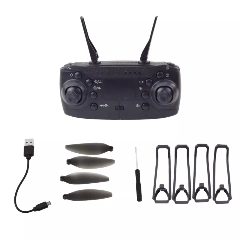 LEAN TOYS Dron Y329 cámara HD WiFi FPV cuadricóptero con luces LED, control por app, negro carbono