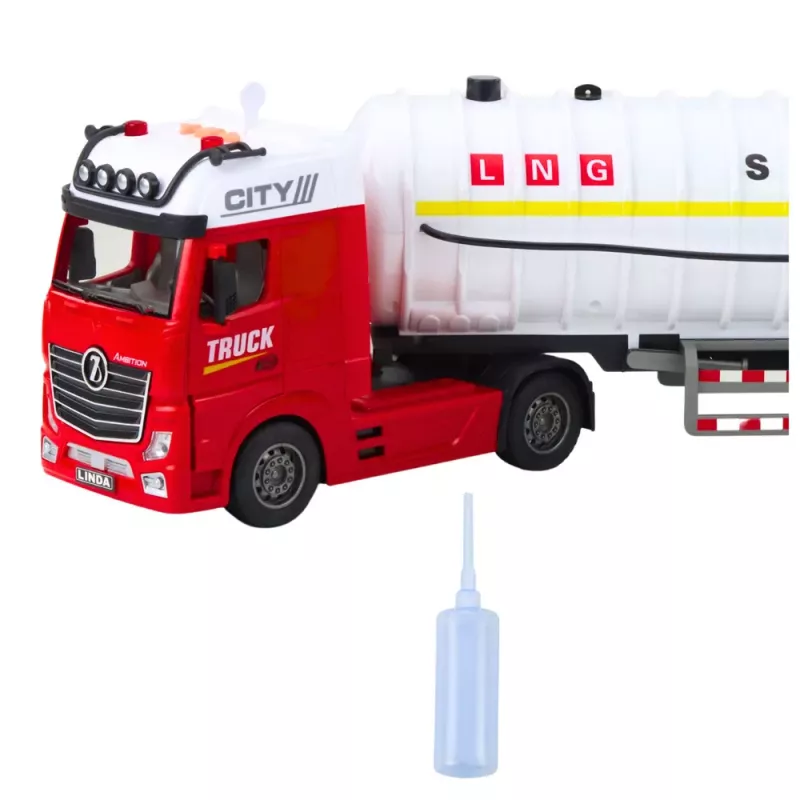 LEAN TOYS Camión cisterna bombea agua con luces y sonidos blanco y rojo