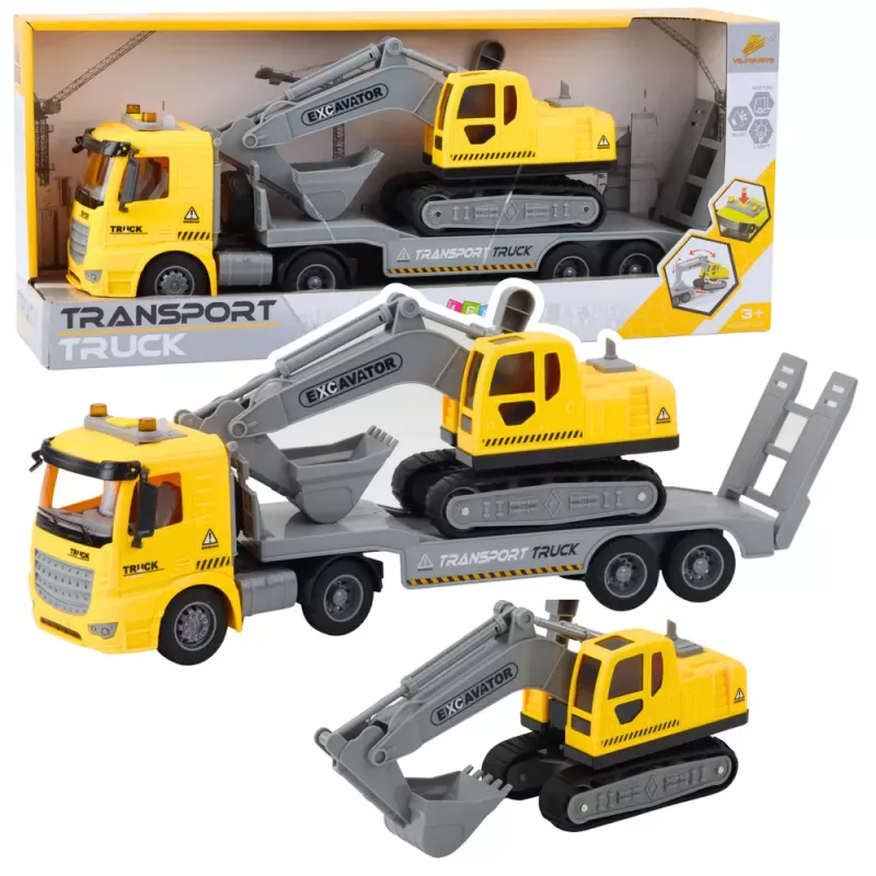 LEAN TOYS Camión grúa excavadora de orugas en movimiento con luces y sonidos amarillo