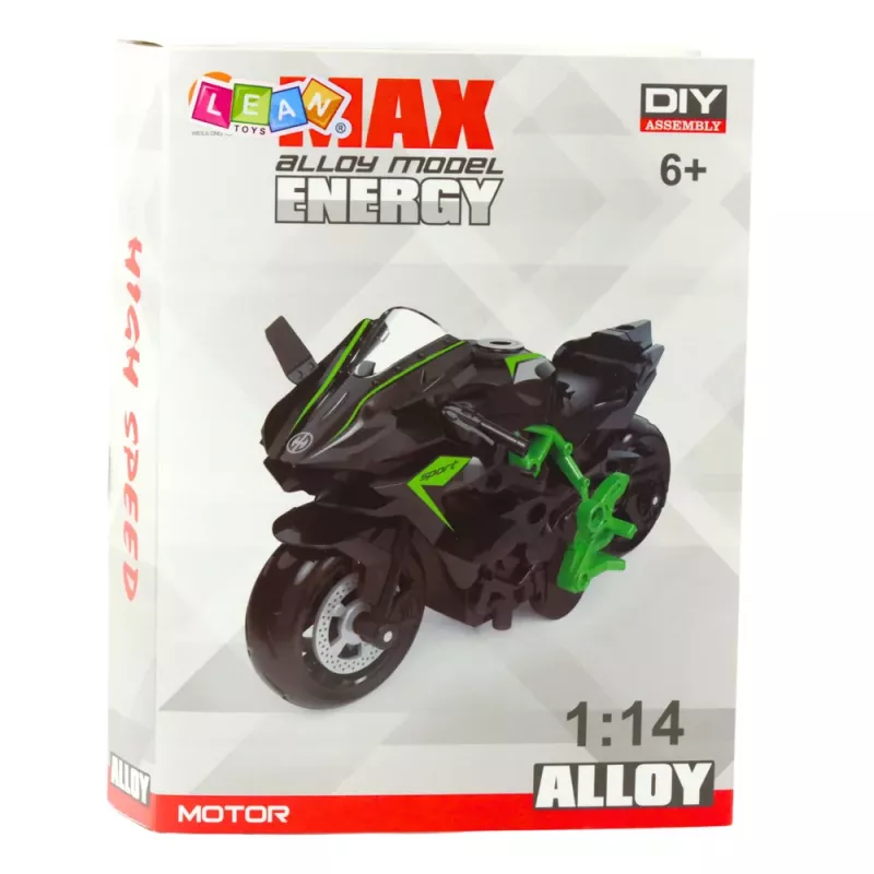LEAN TOYS Moto para montar con tornillos, metal 1:14 DIY naranja-verde