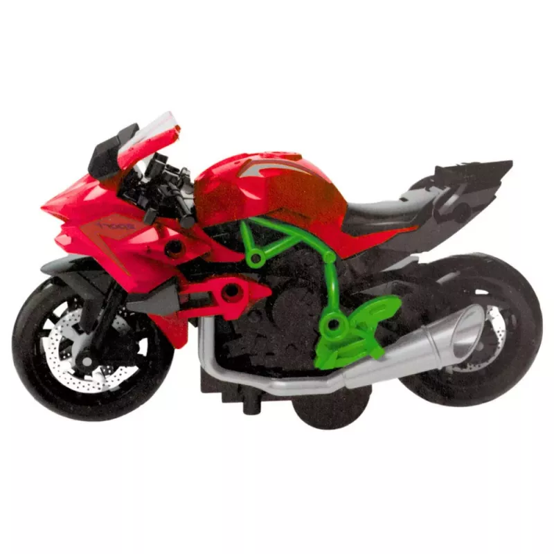 LEAN TOYS Moto para montar con tornillos, metal 1:14 DIY verde-rojo