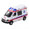 LEAN TOYS Ambulancia de metal con retroceso motorizado, luces y sonidos blanco 1:32