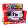 LEAN TOYS Ambulancia de metal con retroceso motorizado, luces y sonidos blanco 1:32