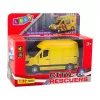 LEAN TOYS Furgoneta de reparto de metal con retroceso, luz y sonido, amarillo, escala 1:32