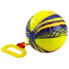 LEAN TOYS Pelota de espuma con cuerda y mango de tracción amarilla 14cm