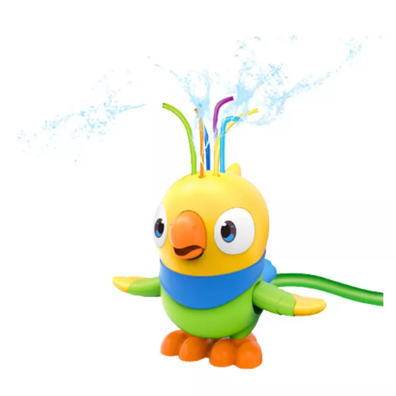 LEAN TOYS Juguete de agua fuente loro con elementos móviles amarillo