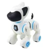 LEAN TOYS Perro robot interactivo con mando a distancia, luz y sonido, blanco azul