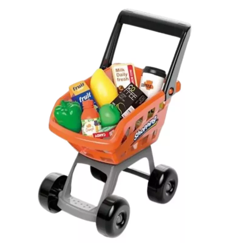 LEAN TOYS Set de tienda caja registradora, carrito de compra, escáner, supermercado, tienda infantil