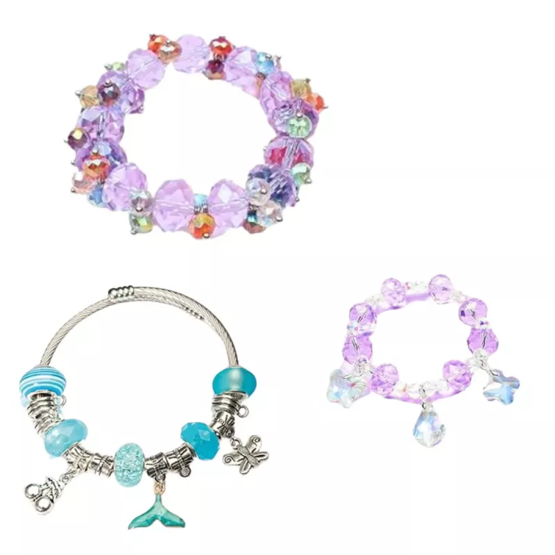 LEAN TOYS Set de belleza joyas pulsera cuentas horquilla cola de sirena 48 piezas