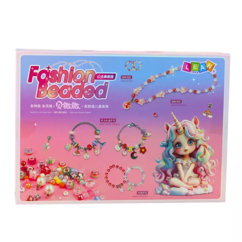 LEAN TOYS Set de manualidades DIY pulsera de cuentas y colgantes de joyería