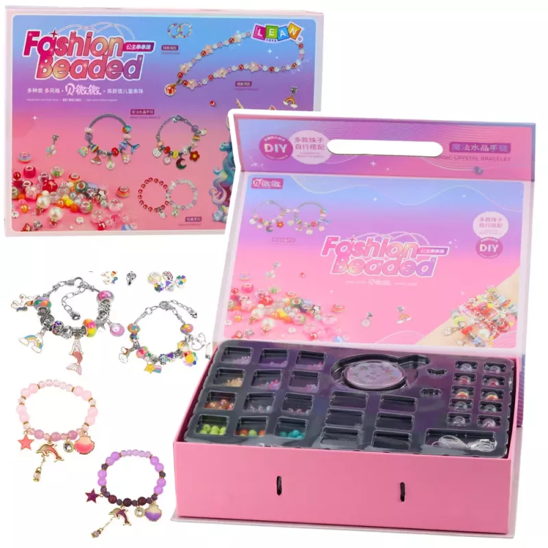 LEAN TOYS Set de manualidades DIY pulsera de cuentas y colgantes de joyería