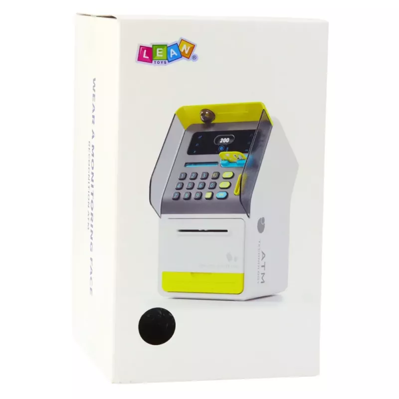LEAN TOYS Hucha cajero automático con código PIN y tarjeta Rosa