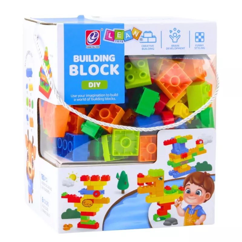 LEAN TOYS Set de bloques de construcción 3D de colores 180 uds.