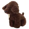 LEAN TOYS Perro caniche en bolsa de velcro, peluche, marrón oscuro