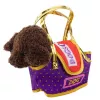 LEAN TOYS Perro caniche en bolsa de velcro, peluche, marrón oscuro