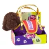 LEAN TOYS Perro caniche en bolsa de velcro, peluche, marrón oscuro