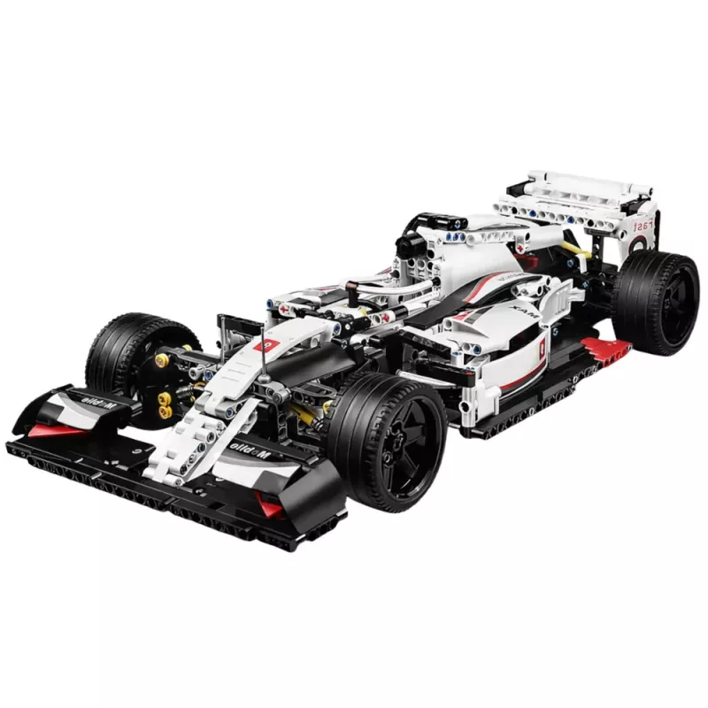 LEAN TOYS Bloques de construcción Coche de carreras F1 blanco y rojo 1235 uds.