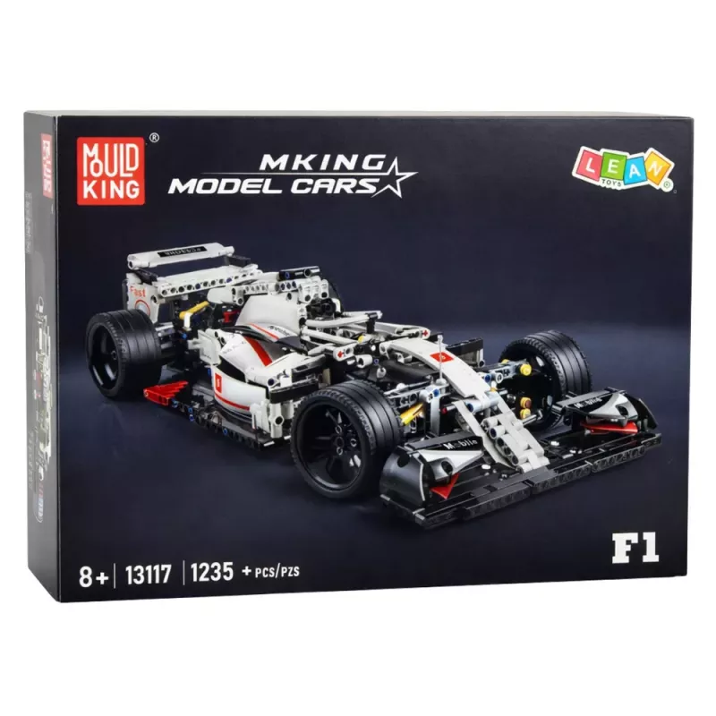 LEAN TOYS Bloques de construcción Coche de carreras F1 blanco y rojo 1235 uds.