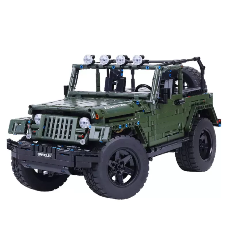 LEAN TOYS Bloques de construcción Coche todoterreno verde caqui 2078 piezas