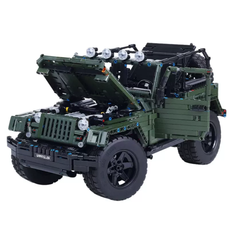 LEAN TOYS Bloques de construcción Coche todoterreno verde caqui 2078 piezas