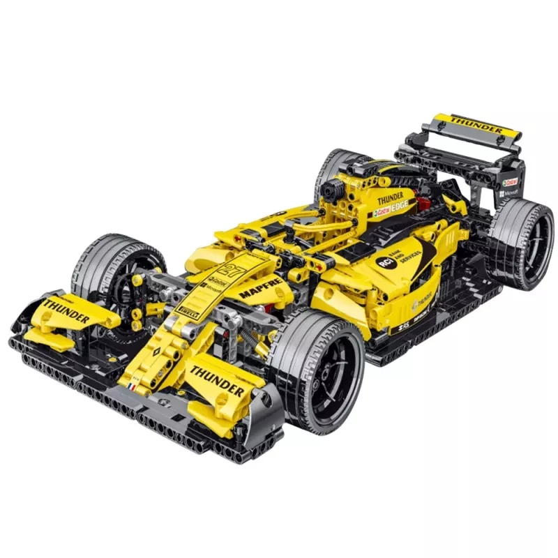 LEAN TOYS Bloques de construcción Coche de carreras R.S.18 amarillo 1:10 1093 piezas