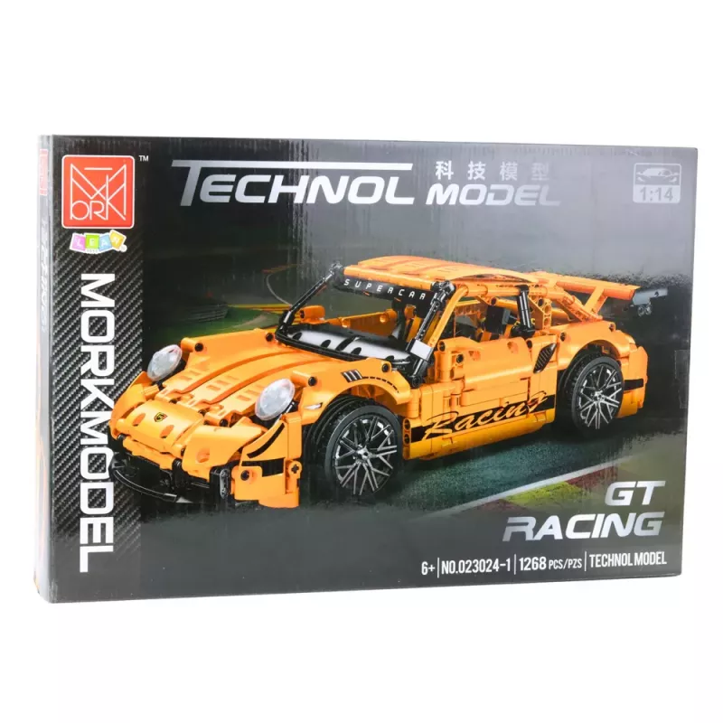LEAN TOYS Bloques de construcción Coche de carreras GT naranja 1:14 1268 uds.