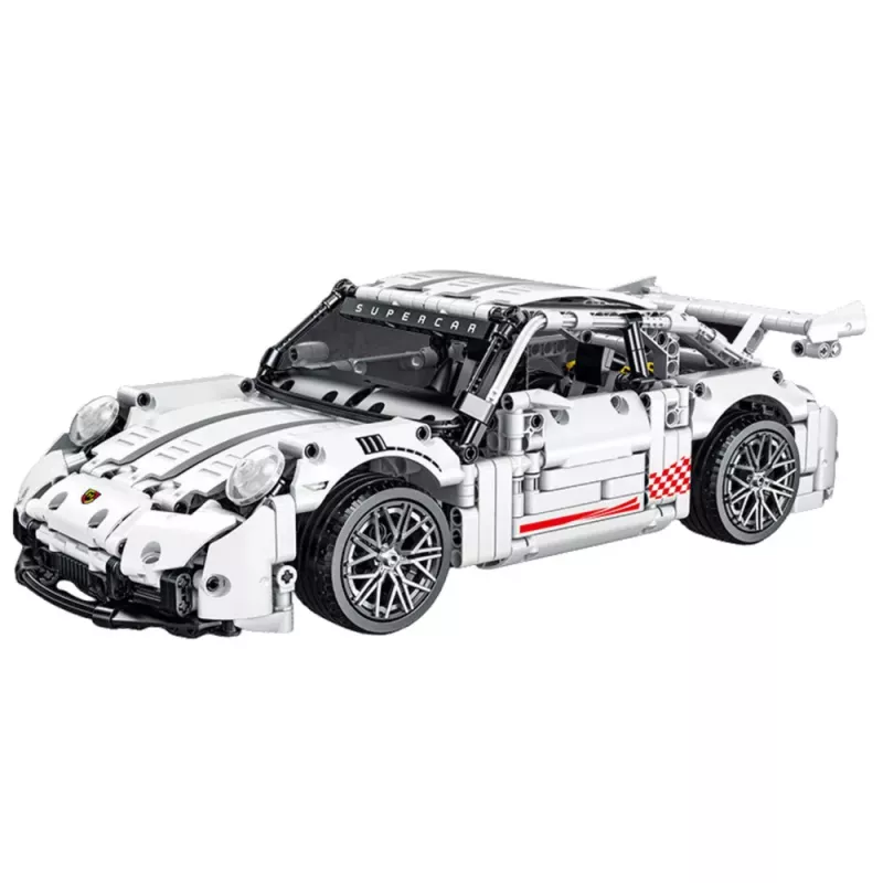 LEAN TOYS Bloques de construcción Coche de carreras GT blanco 1:14 1268 uds.