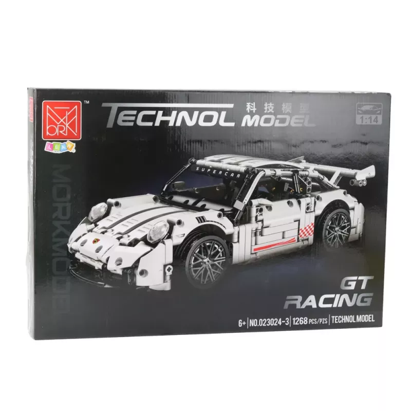 LEAN TOYS Bloques de construcción Coche de carreras GT blanco 1:14 1268 uds.