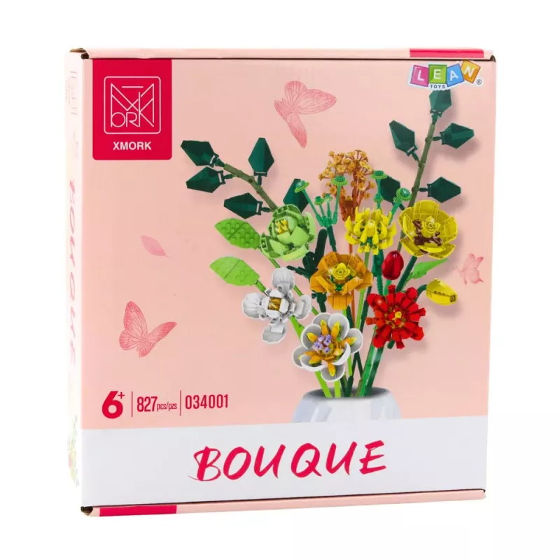 LEAN TOYS Bloques de construcción Ramo decorativo de flores multicolor 827 piezas