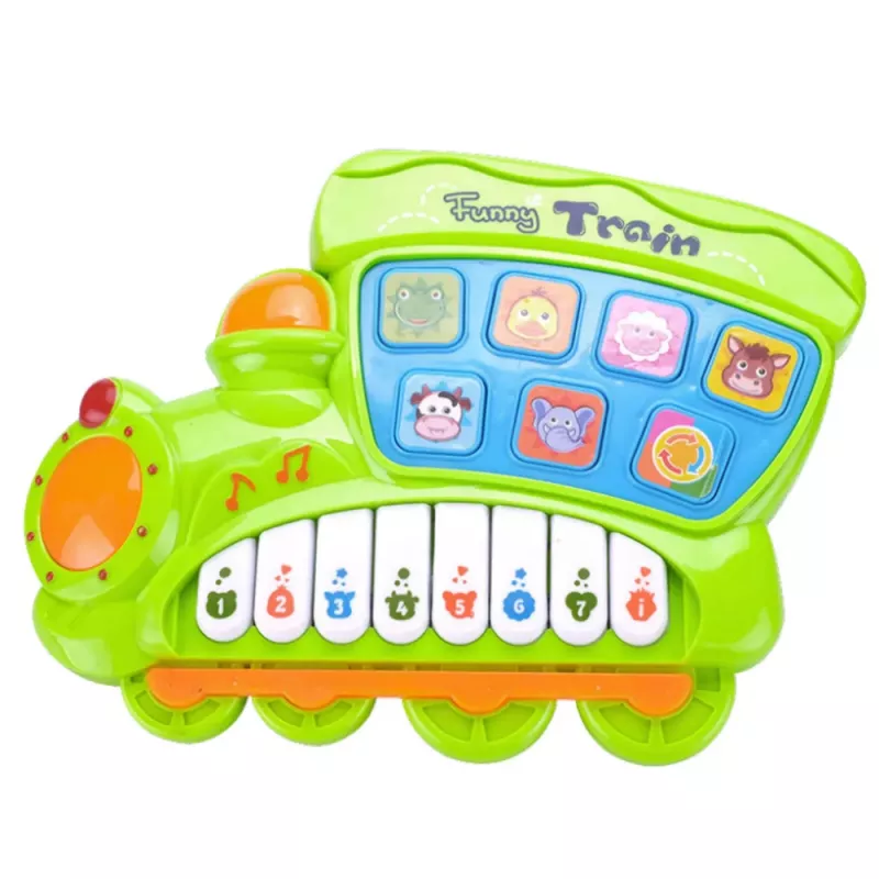 LEAN TOYS Piano electrónico didáctico para niños pequeños Locomotora verde
