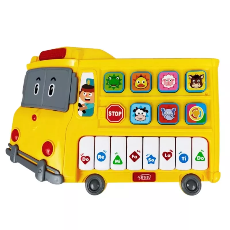 LEAN TOYS Piano eléctrico juguete didáctico para niños pequeños Autobús amarillo