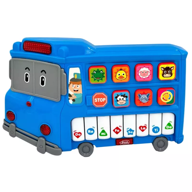 LEAN TOYS Piano eléctrico juguete didáctico para niños pequeños Autobús azul