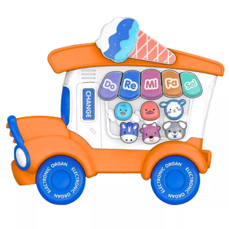 LEAN TOYS Piano eléctrico juguete didáctico para niños pequeños Heladería naranja