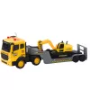 LEAN TOYS Camión grúa con excavadora de orugas, giro 360°, amarillo, 1:16