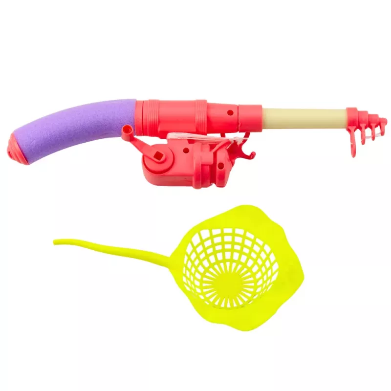LEAN TOYS Set de pesca: mesa de cangrejos, 10 peces, caña de pescar, colador, rosa