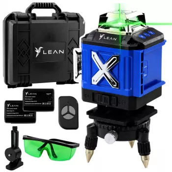 LEAN Nivel láser 4D Plano 16 líneas Estuche 2 baterías azul