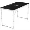 LEAN Mesa de camping plegable ajustable de aluminio negra 120x60cm