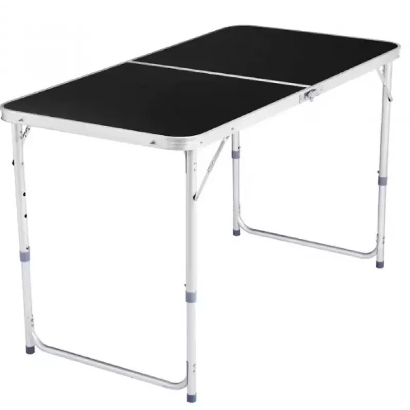 LEAN Mesa de camping plegable ajustable de aluminio negra 120x60cm
