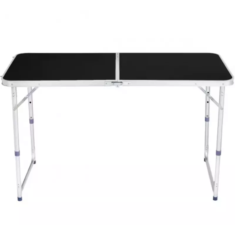 LEAN Mesa de camping plegable ajustable de aluminio negra 120x60cm