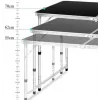 LEAN Mesa de camping plegable ajustable de aluminio negra 120x60cm