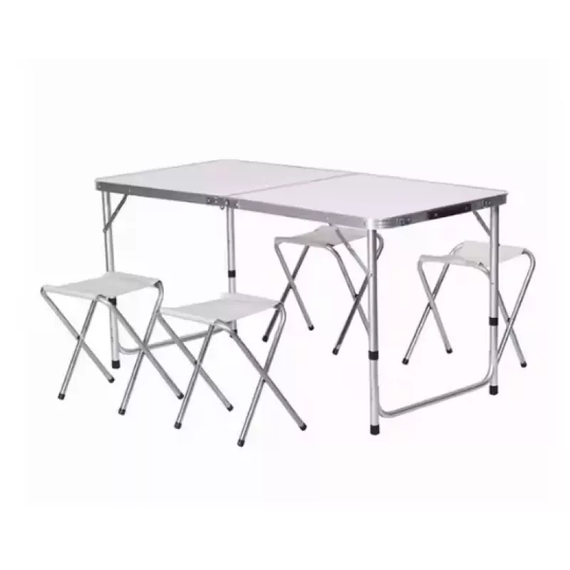 LEAN Set de mesa de camping plegable 4 sillas gris