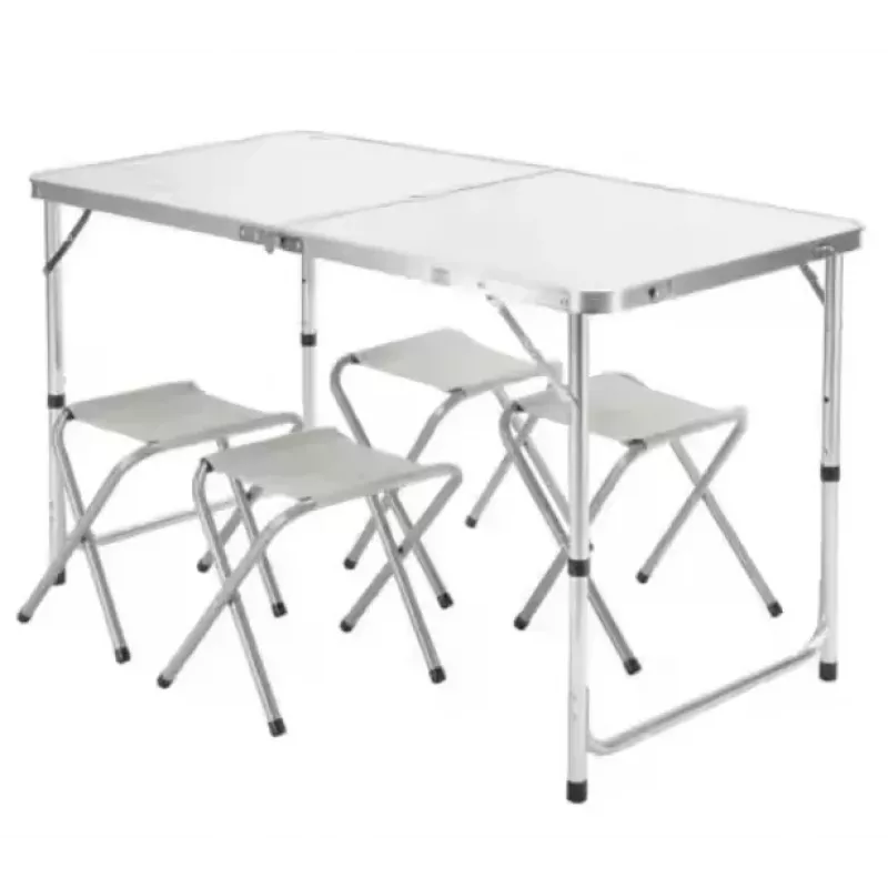 LEAN Set de mesa de camping plegable 4 sillas gris