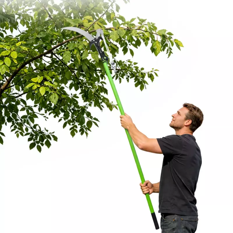 LEAN Tijeras de podar telescópicas y sierra de podar 2en1 en un mango 125-240 cm