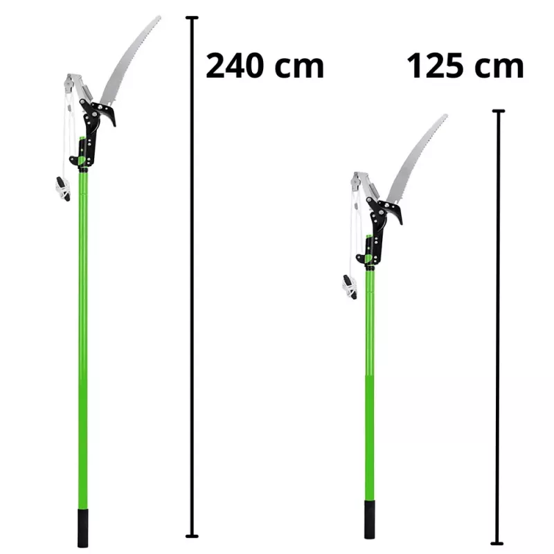 LEAN Tijeras de podar telescópicas y sierra de podar 2en1 en un mango 125-240 cm