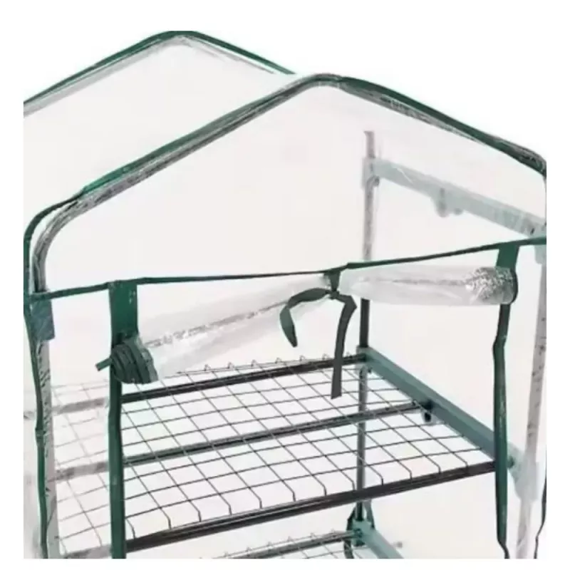 LEAN Mini invernadero balcón jardín 4 estanterías de metal lámina de PVC 69 x 49 x 157 cm