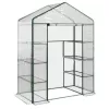 LEAN Mini invernadero de balcón 4 estanterías de metal lámina de PVC 195 x 143 x 73 cm