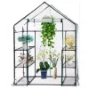 LEAN Mini invernadero de balcón 4 estanterías de metal lámina de PVC 195 x 143 x 73 cm