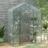 LEAN Mini invernadero de balcón 4 estanterías de metal lámina de PVC 195 x 143 x 73 cm